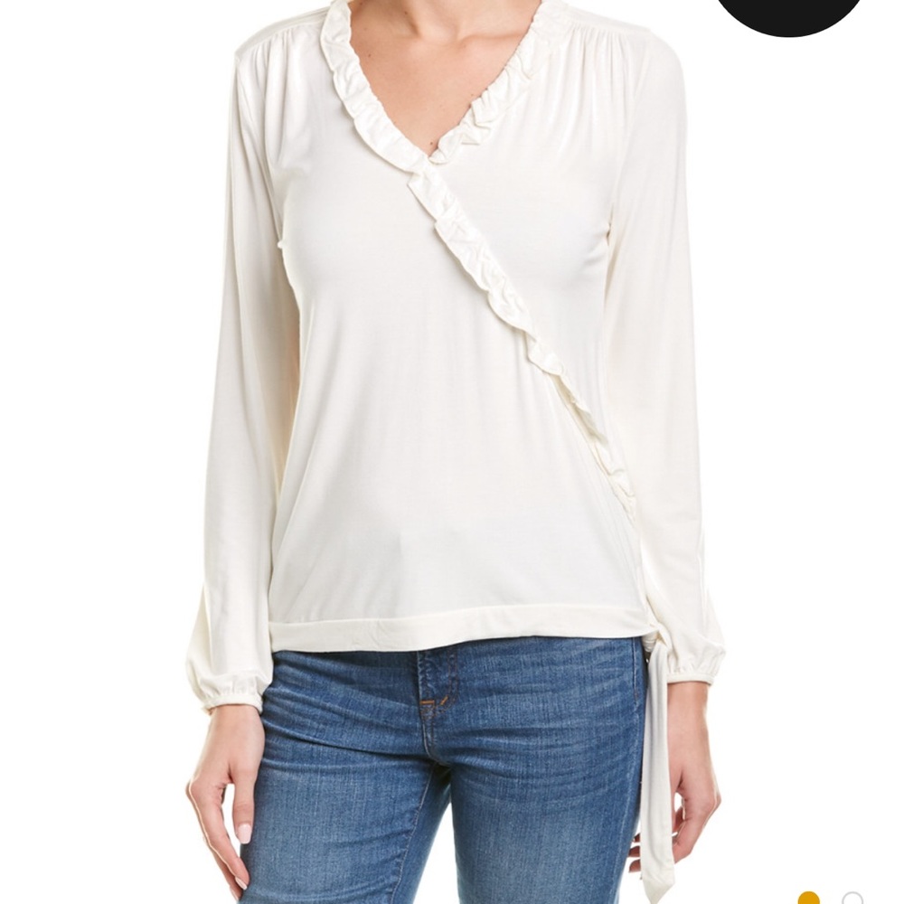 NWT! - J. CREW Mercantile Ruffle Trim Faux Wrap Top - Ivory